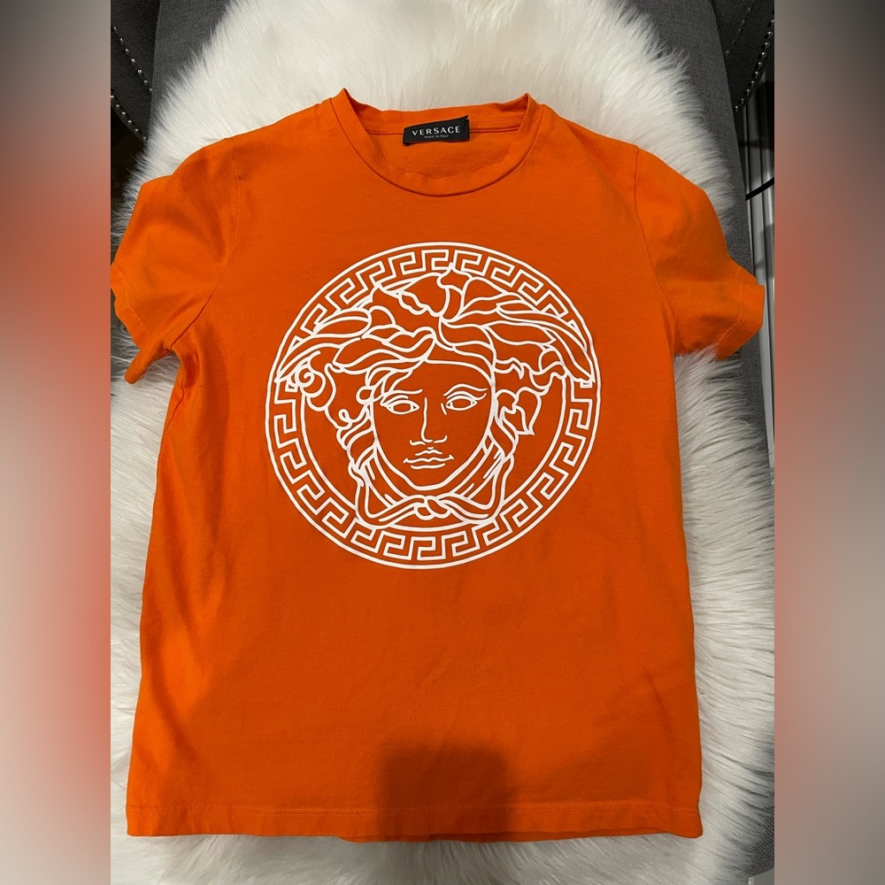 Versace Vibrant Orange Medusa Kids Tee